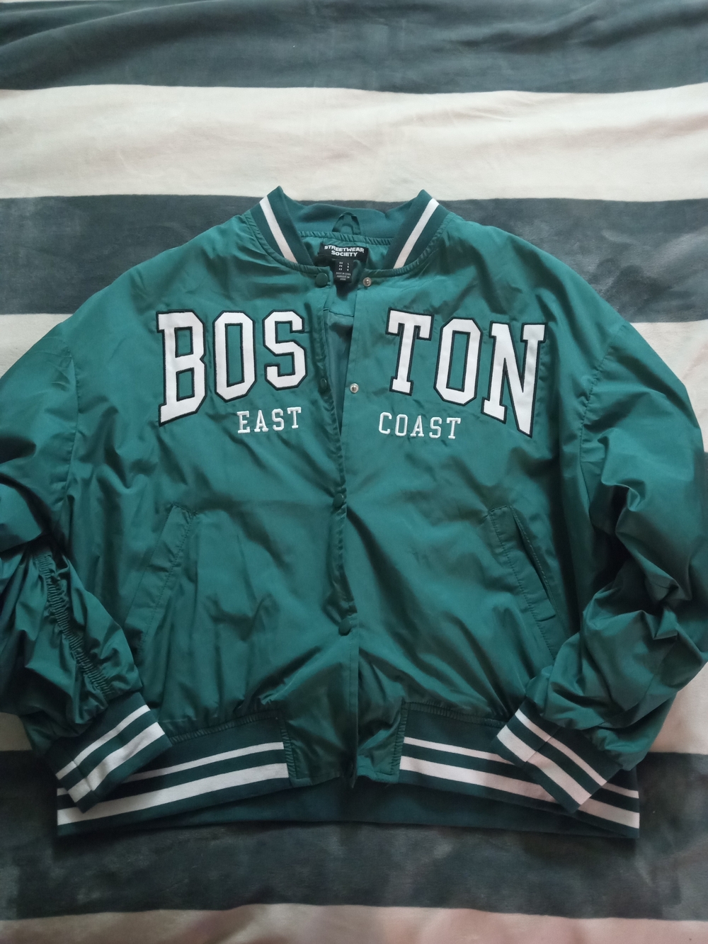 Streetwear Society Teal Boston Varsity Bomber Jacket